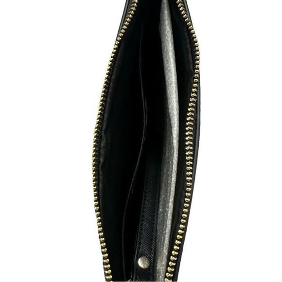 White House Black Market Floral Studded Wristlet Clutch Bag Black Pink Large - Picture 3 of 6